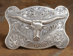 Clint Orms Engraved Sterling Steer Head Buckle